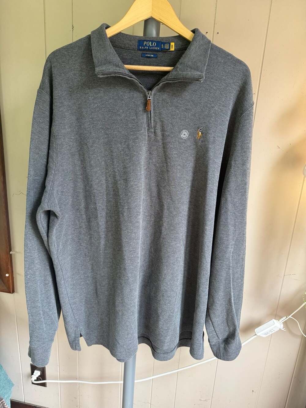 Polo Ralph Lauren Estate-Rib Quarter-Zip Pullover Size XL Grey